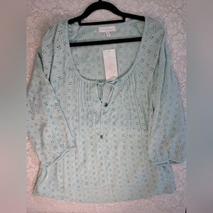 New Directions Light Green Blouse